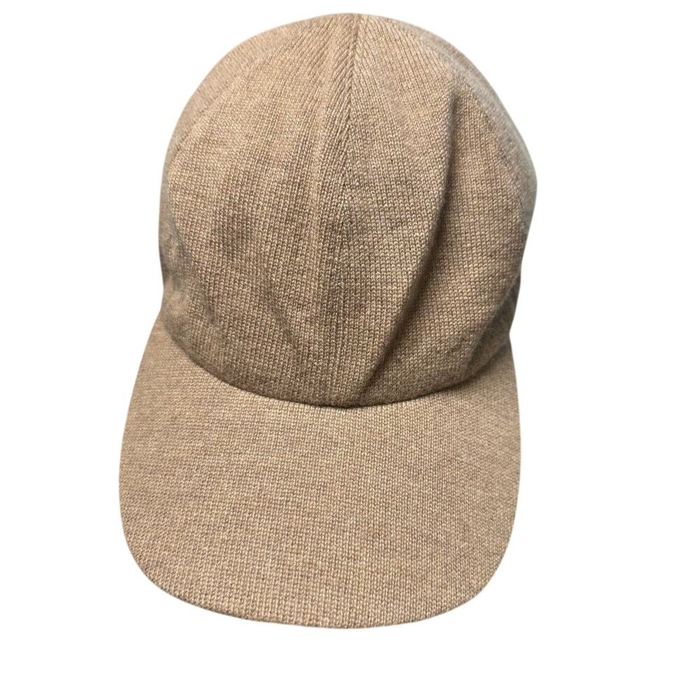 Quince 100% Cashmere Baseball Cap M/L Tan Brown Sherpa Lined Adjustable Hat - Picture 2 of 9